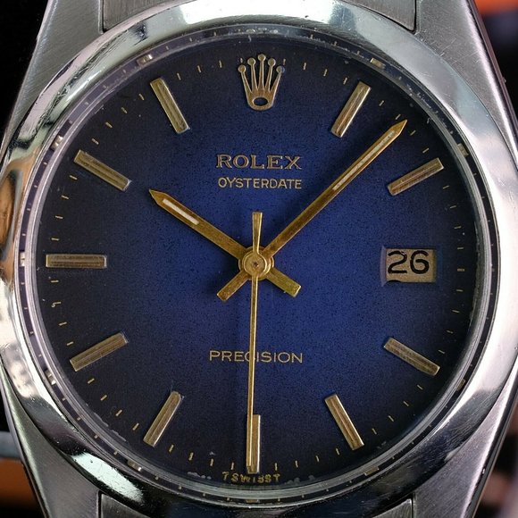 Authenticity Guarantee Rolex Vintage Watch Oysterdate Precision Black Index Dial - Picture 2 of 10